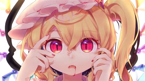 Touhou Blonde Flandre Scarlet Girl Red Eyes Touhou 4k Hd Anime