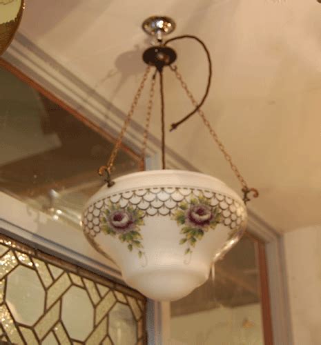 Painted Hanging Bowl Lamp With Antique Finish Fitting No 10 English Lamp Company