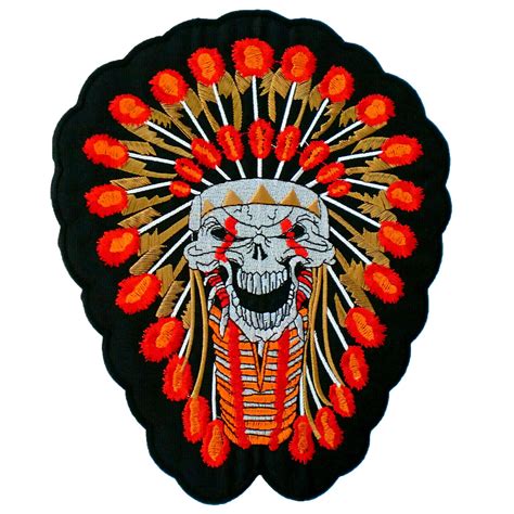 Large Skull Headdress Native American Indian Rider Biker Vest Jacket Back Patch Ebay