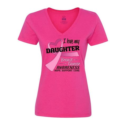 Inktastic I Love My Daughter Breast Cancer Awareness Womens V Neck T