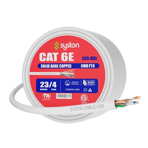 Syston Cable Technology Ft White Cmr Cat E Mhz Awg Solid