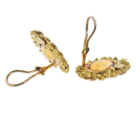 Bielka Citrine Diamond Gold Sunflower Earrings For Sale At 1stDibs