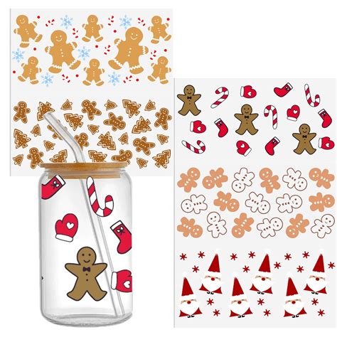 Gingerbread Man 16oz Libbey Glass Can Tumbler Sublimation Design