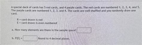 Solved A Special Deck Of Cards Has Red Cards And Purple Chegg