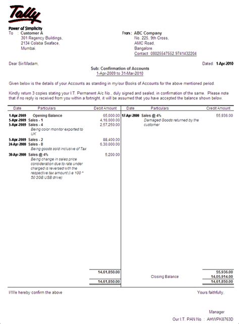 Configuring And Printing Confirmation Statements