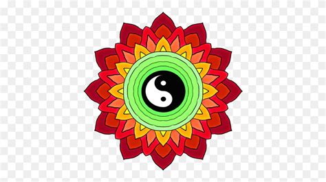 Yin Yang Flower Mandala In Lime And Red Stock Icons, Face, Symbol HD ...