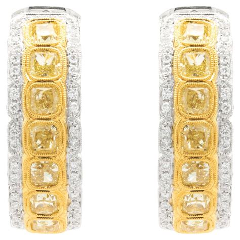 Karat Yellow Gold Carat Fancy Yellow Diamond Hoop Earrings For