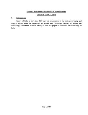 Fillable Online Proposal For Cadre Re Structuring Of Survey Of India