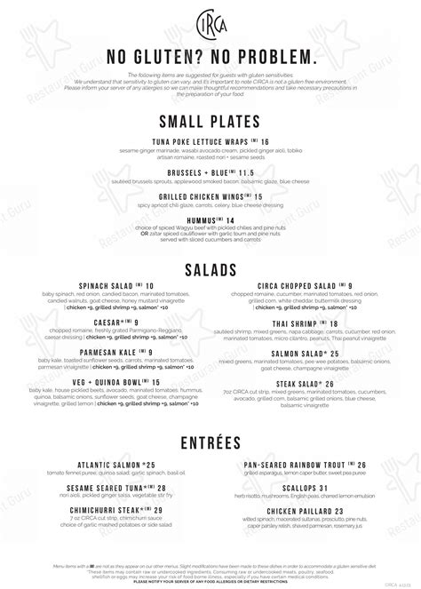 Menu at Circa at The Boro pub & bar, Tysons