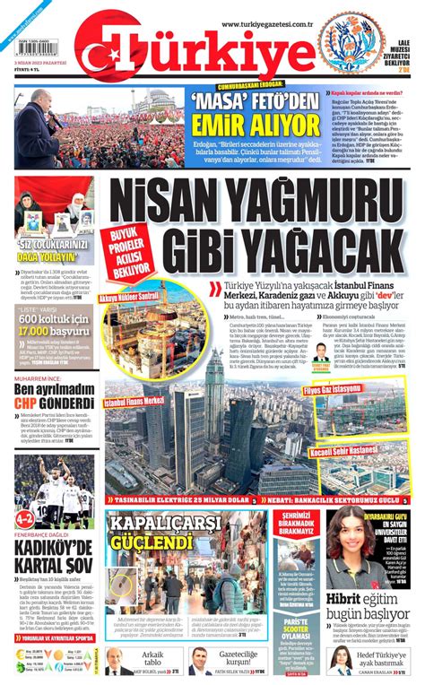 T Rkiye Gazetesi Gazetesi Nisan Pazartesi