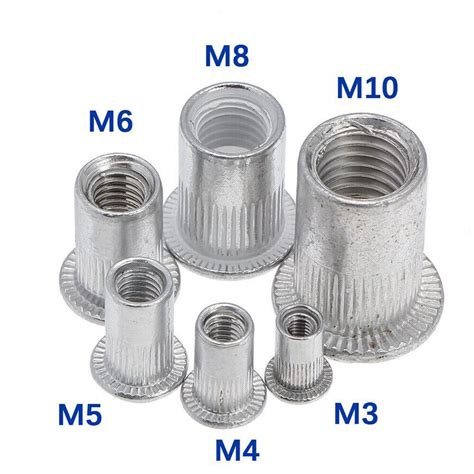 10 50 100x Flat Head Metric Threaded Blind Rivet Nut Insert Rivnut