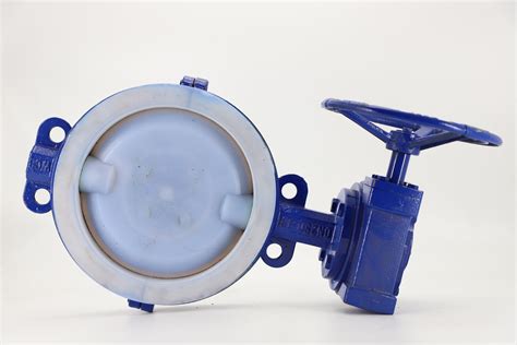 Casting Steel Pfa Fep Ptfe Lined Doulbe Flange Butterfly Valve By Worm