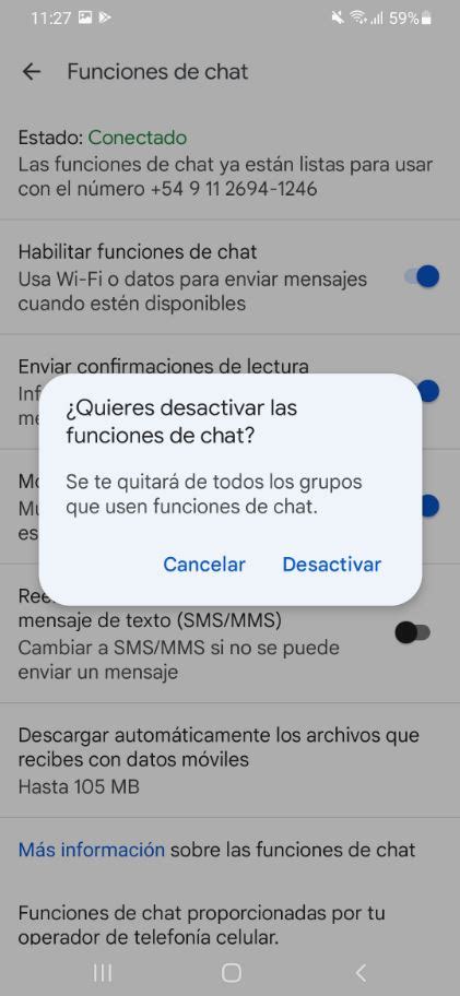 RCS Mensajes Google Cómo desactivo la App Asistencia Claro Paraguay