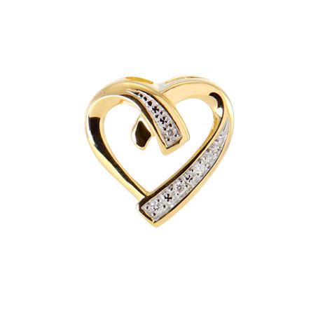 Pendentif Coeur Or Jaune 750 Et Diamant Ref 44722