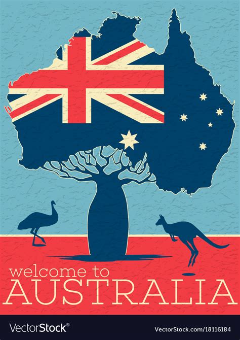 Welcome To Australia Vintage Poster Royalty Free Vector