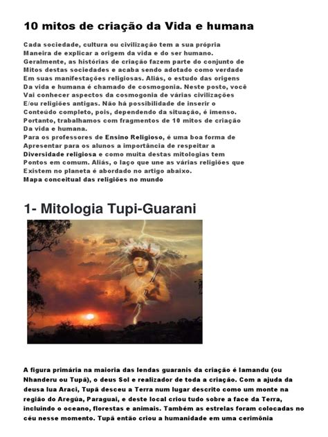 Por Que Os Mitos Dão Sentido À Vida No Presente - 10 Mitos de Criação da Vida e do Homem | PDF | Mitologia | Religião e ...