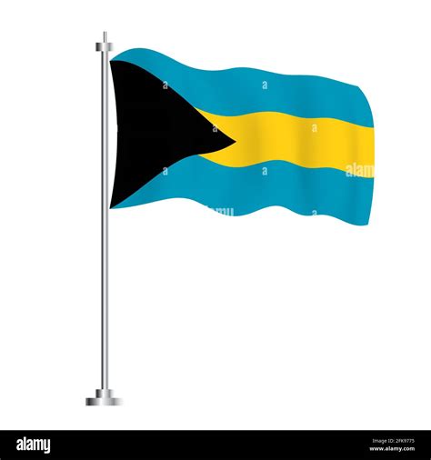 Bahamian Flag Isolated Wave Flag Of The Bahamas Country Vector