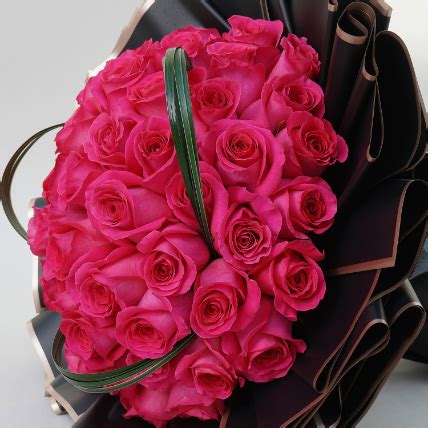 Online 50 Dark Pink Roses Bouquet Gift Delivery in Singapore - FNP