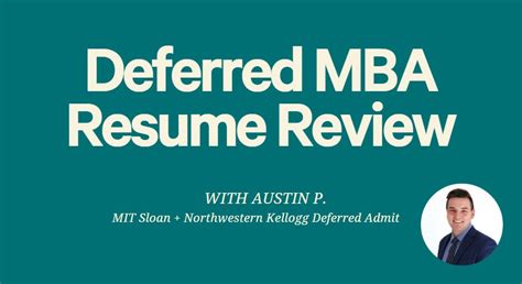 Resume Review Deferred Mba Admission By Austin P Mba Package Leland