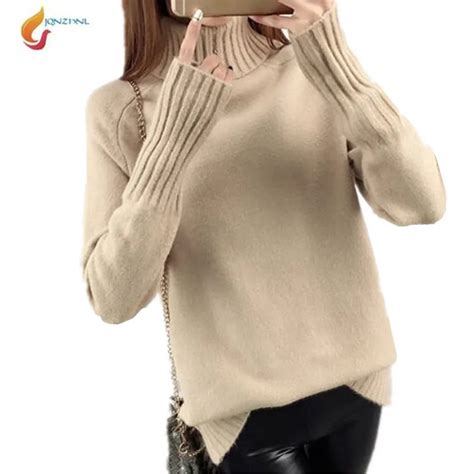 Jqnzhnl 2018 Autumn Winter Womens New High Necked Sweater Loose