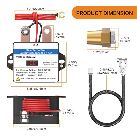 12V 240A Remote Battery Disconnect Switch With LED Voltmeter Daier