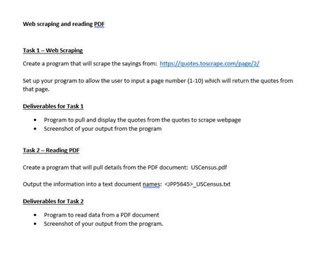 Web Scraping And Reading PDF Task 1 Web Scraping Chegg