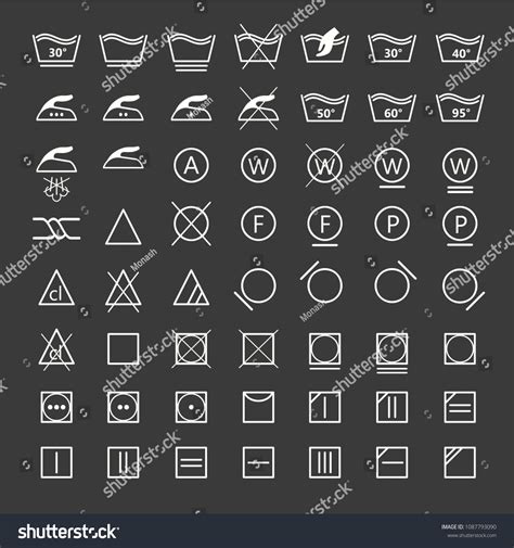 Icon Set Laundry Symbols Vector Illustration Stock Vector Royalty Free