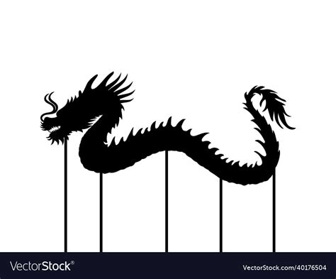 Silhouette Traditional Chinese Dragon Dance Vector Image