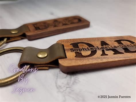 Fathers Day T Personalized Wood Dad Keychain With Etsy