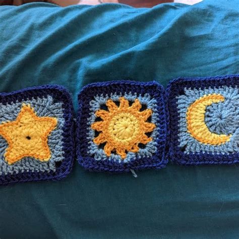 Sun And Moon Granny Square Crochet Pdf Pattern English Etsy Granny