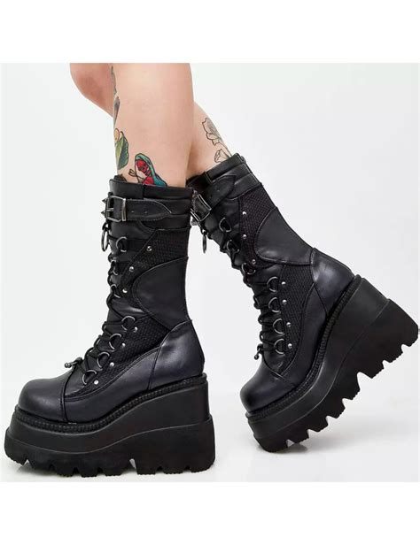 High Black Punk Platform Boots