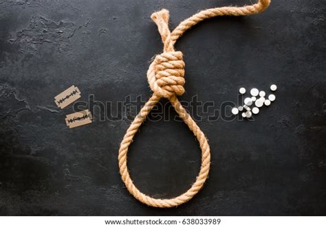 Methods Suicide Rope Slipknot Blades Pills Stock Photo 638033989