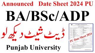 Ba Bsc Annual Date Sheet Pu Adp Annual Exams Date Sheet Pu