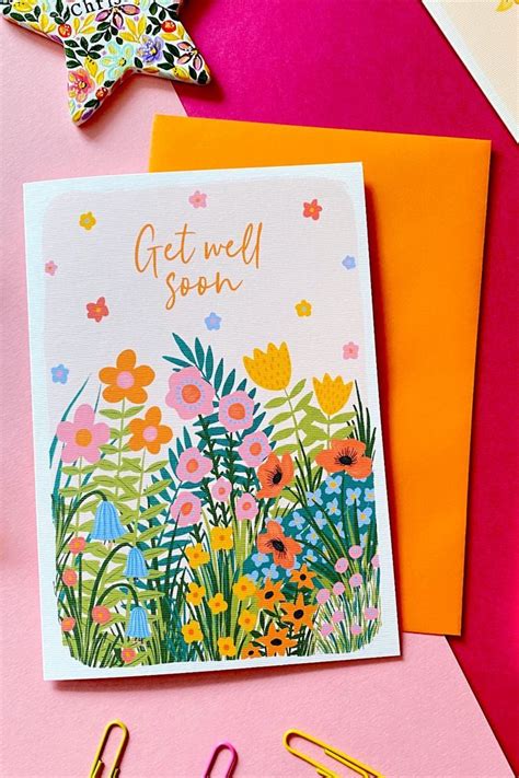 Get Well Soon Floral A5 Greetings Card Sickness Greeting Card Sending