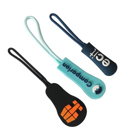 Wholesale Custom Zipper Logo Zip Tag Zip Puller Logo Rubber Zipper