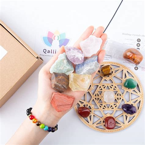 Real Healing Crystals Set Qallicon 20PCS Chakra Crystals Kit Include 7