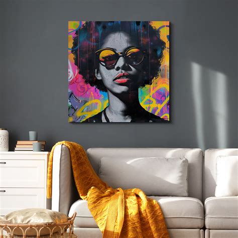 IDEA4WALL Pop Urban Street Colorful Graffiti African American Girl