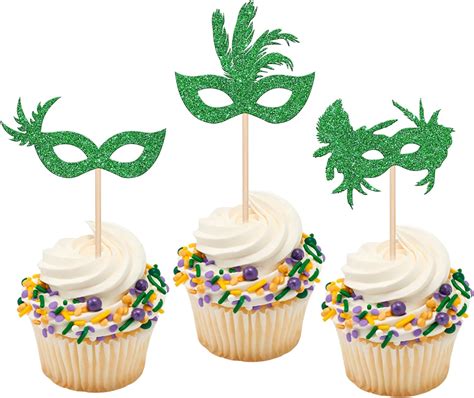 Pcs Masquerade Masks Cupcake Toppers Glitter Bachelorette Party Mask