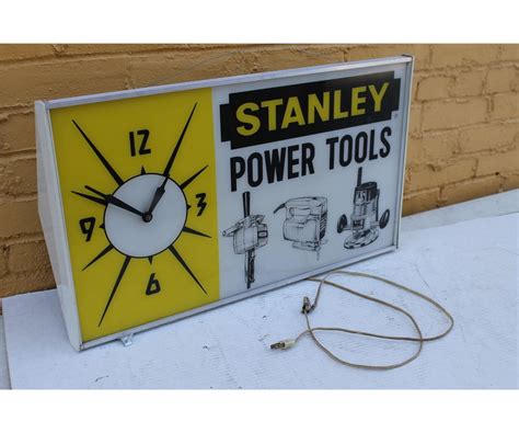 Stanley Power Tools Light Up Clock Sign 26 X 15