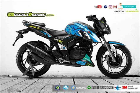 Buy Cr Decals Apache Rtr 200 4v Custom Decals Stickers Vr46 Shark Edition Kit Online ₹2779