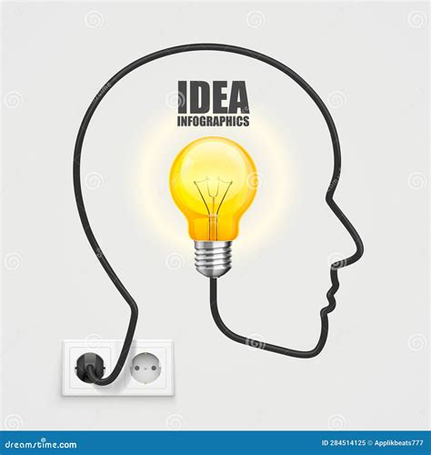 Head With A Light Bulb From The Socket Stock Vector Illustration Of