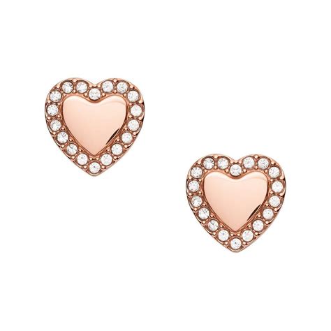 Boucles D Oreilles Femme Fossil Acier Rose C Ur Jf Cleor