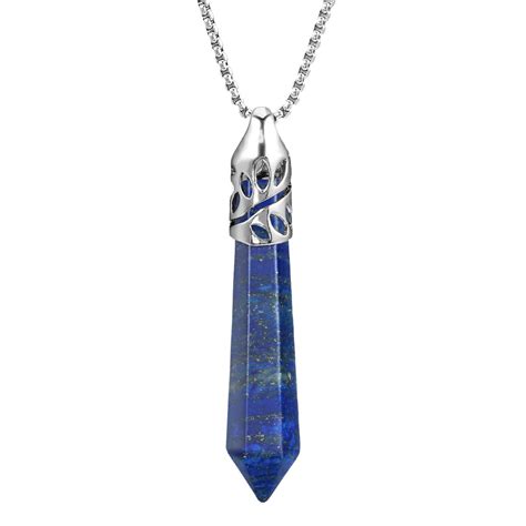 Beadnova Healing Crystal Necklace For Women Men Synthetic Lapis Lazuli