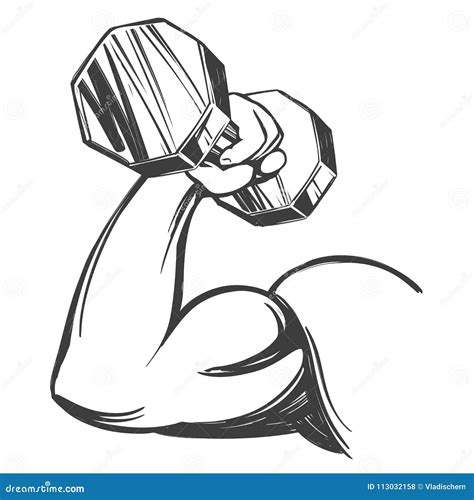 Arm Bicep Strong Hand Holding A Dumbbell Icon Cartoon Hand Drawn