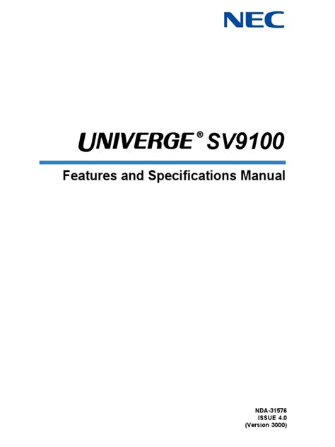 NEC SV9100 Phone System Manual | Download Free PDF | Session Initiation ...