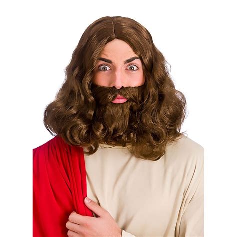 Jesus / Hippie - Brown Shoulder Length Wig and Beard