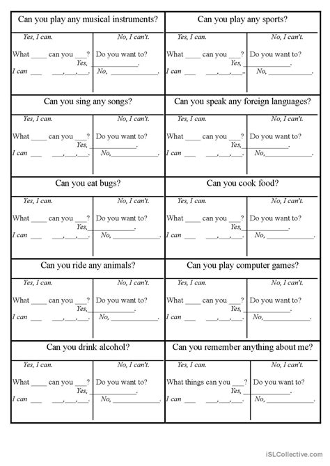 Speed Dating Using 2 Can Questions English Esl Worksheets Pdf And Doc