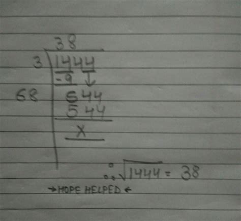 Find The Square Root Using Long Division Method Of 1444 Brainly In