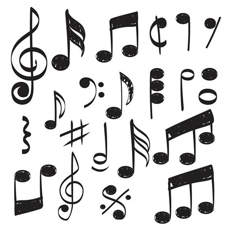 Music Note Doodles Sketch Musical Vector Hand Drawn Pictures Isolated