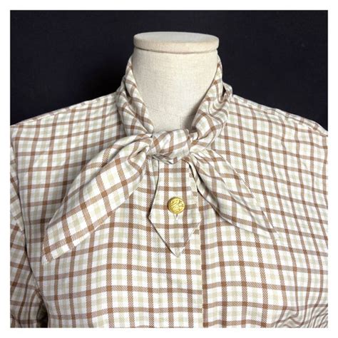 S Vintage Escada By Margarita Ley Pussy Bow Checked Gem